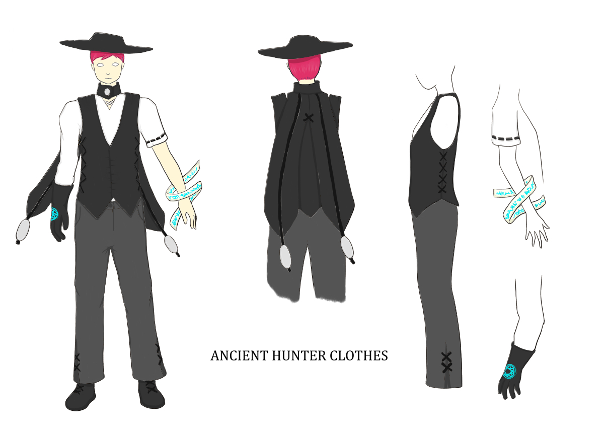 Ancient male hunter clothes.